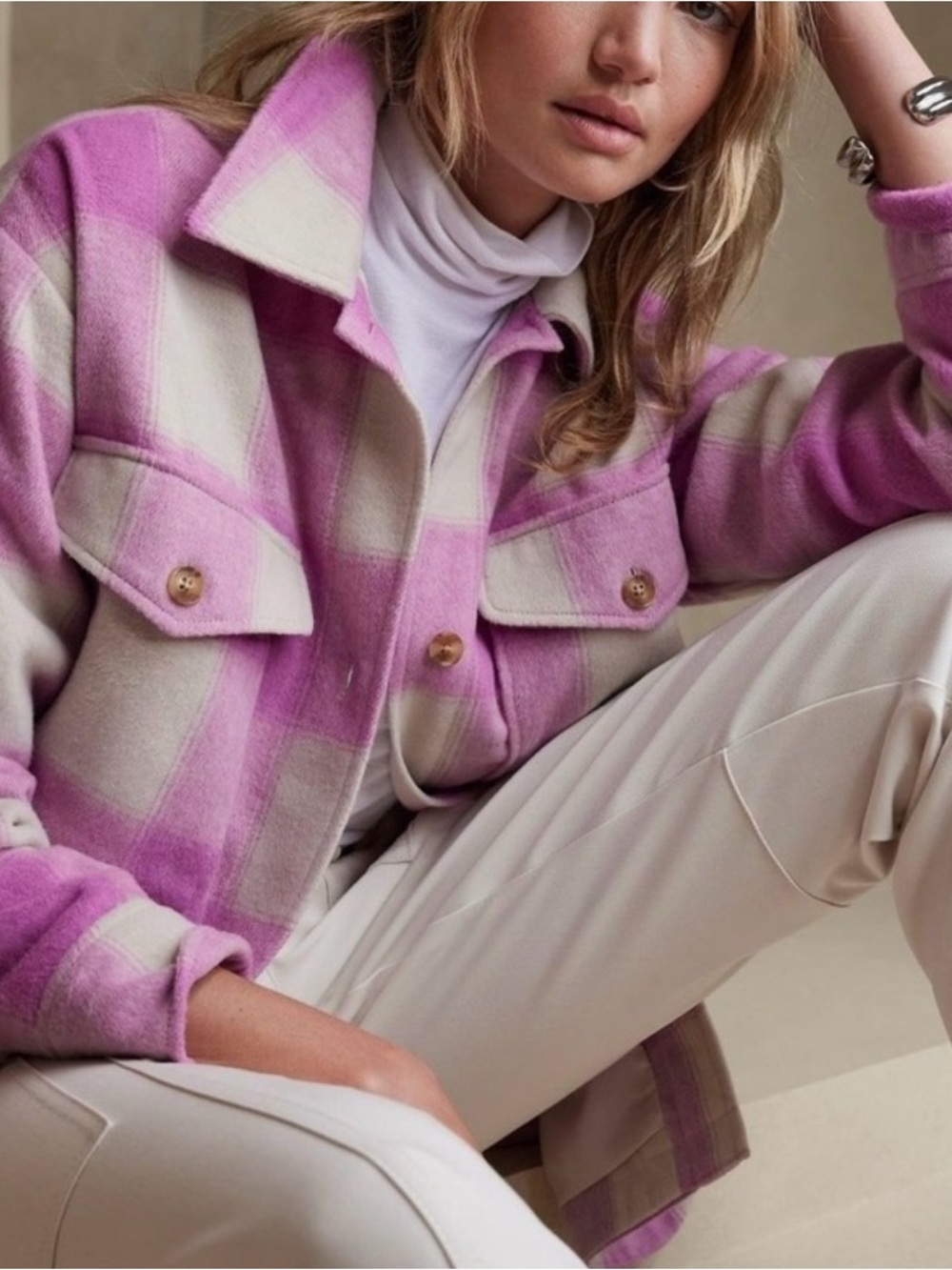 Banana Republic Factory Purple Plaid Shacket
